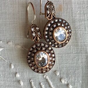 Turkish Ottoman Sterling Zircon Dangle Earrings
